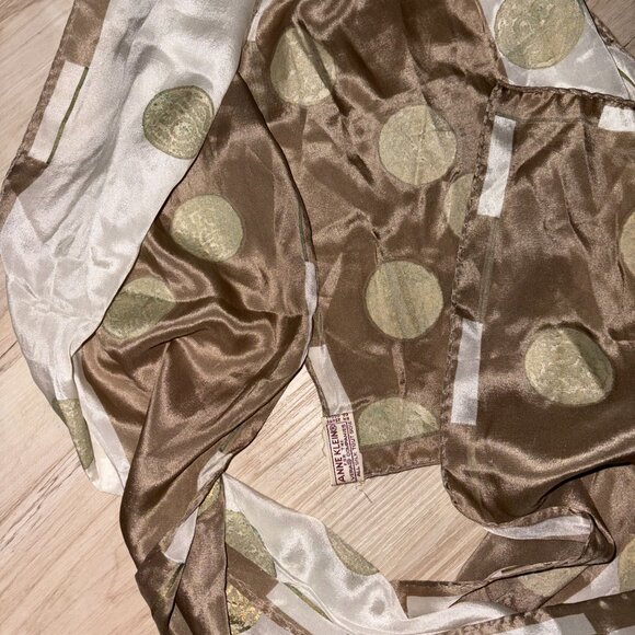 Vintage Anne Klein Silk Scarf with Gold Accents - Picture 6 of 9